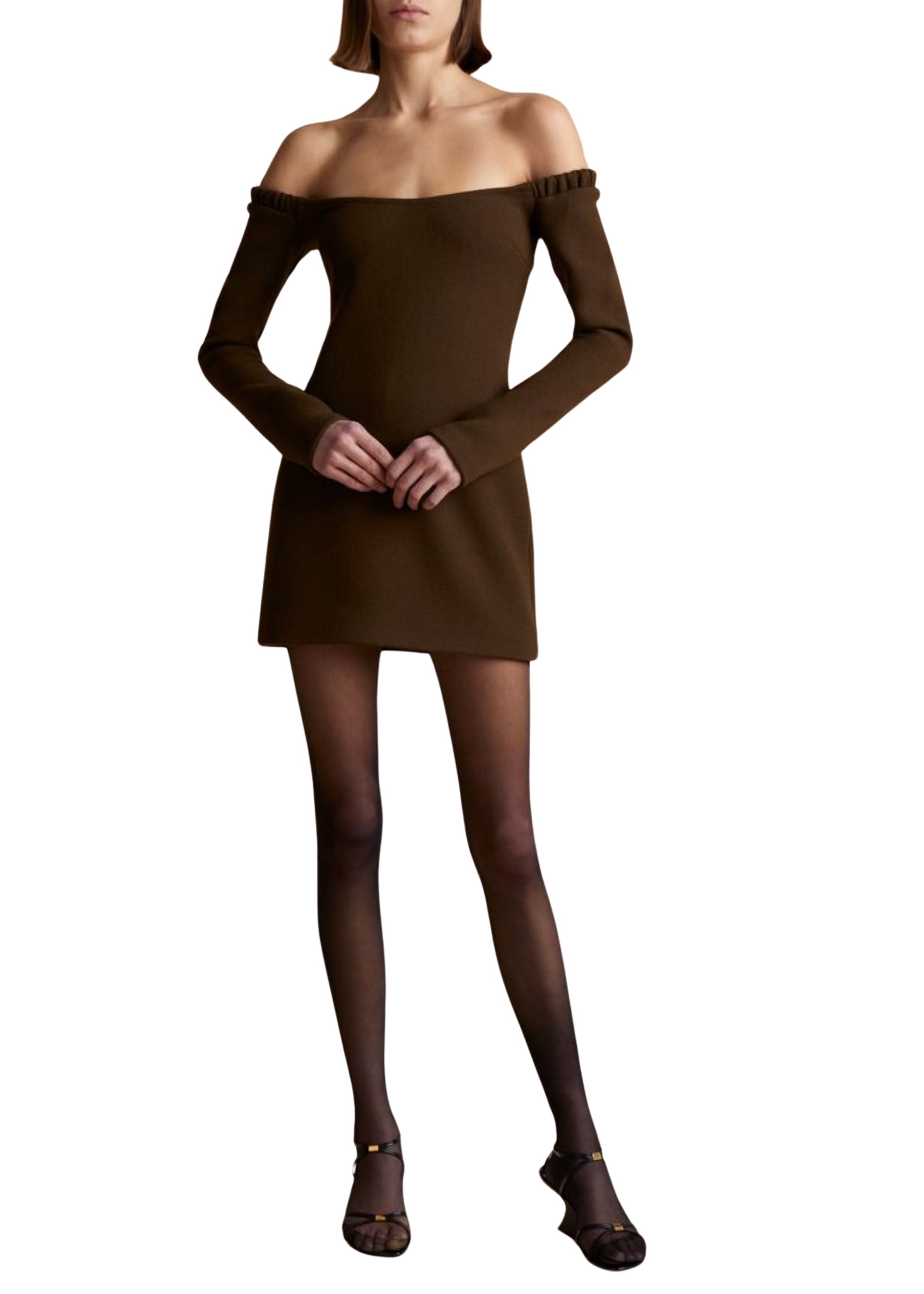 Octavia dress in wool - Peat Moss