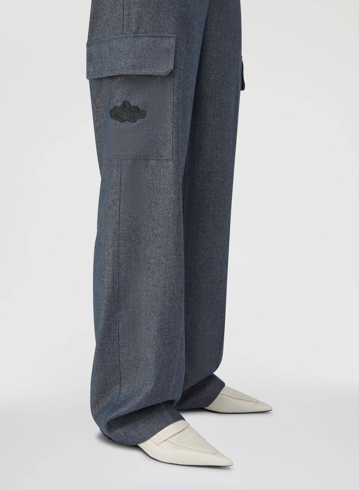 DENIM BLU EMBROIDERED CARGO PANTS