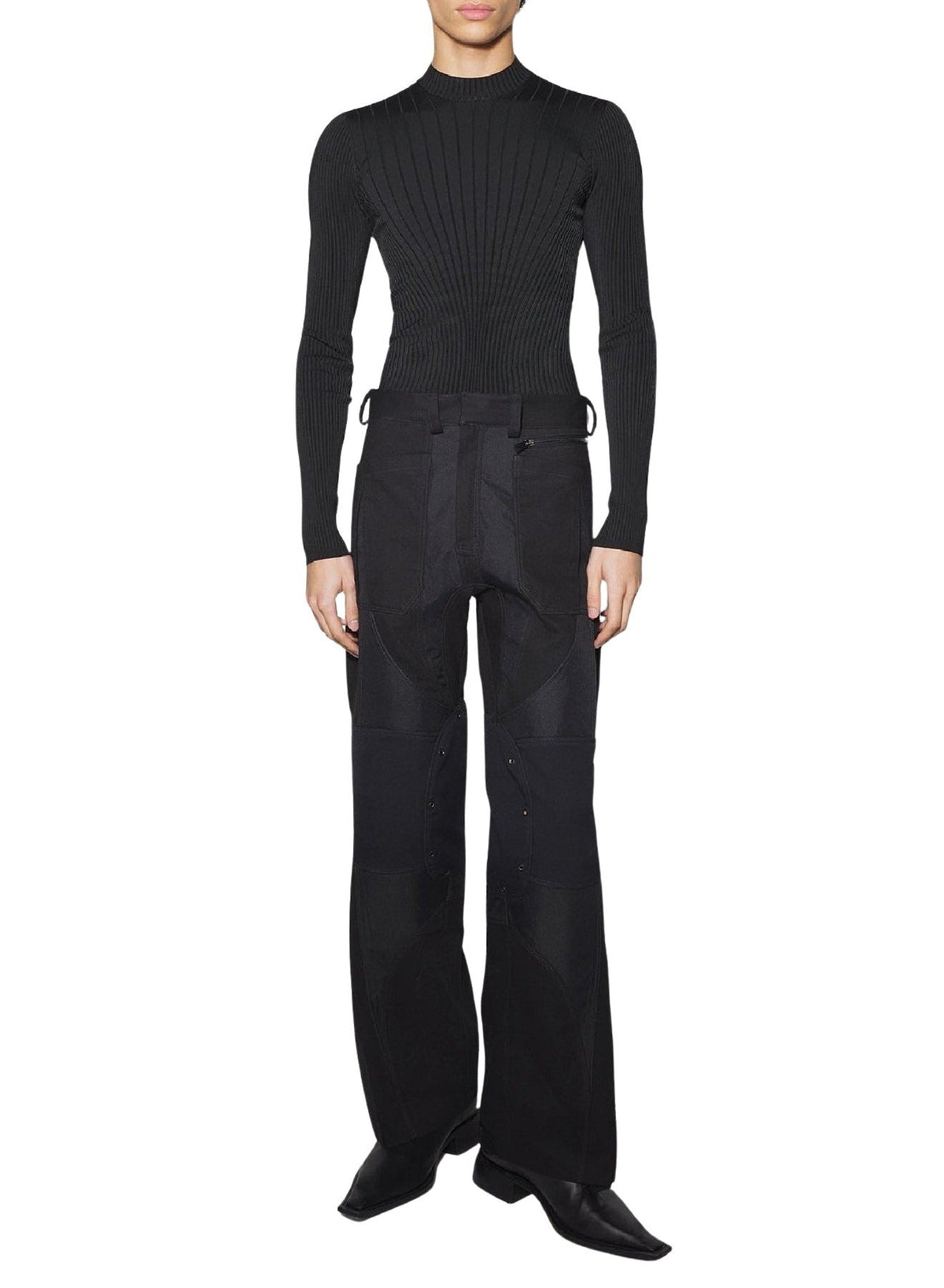 BLACK/BLACK // black technical fabric cargo pants