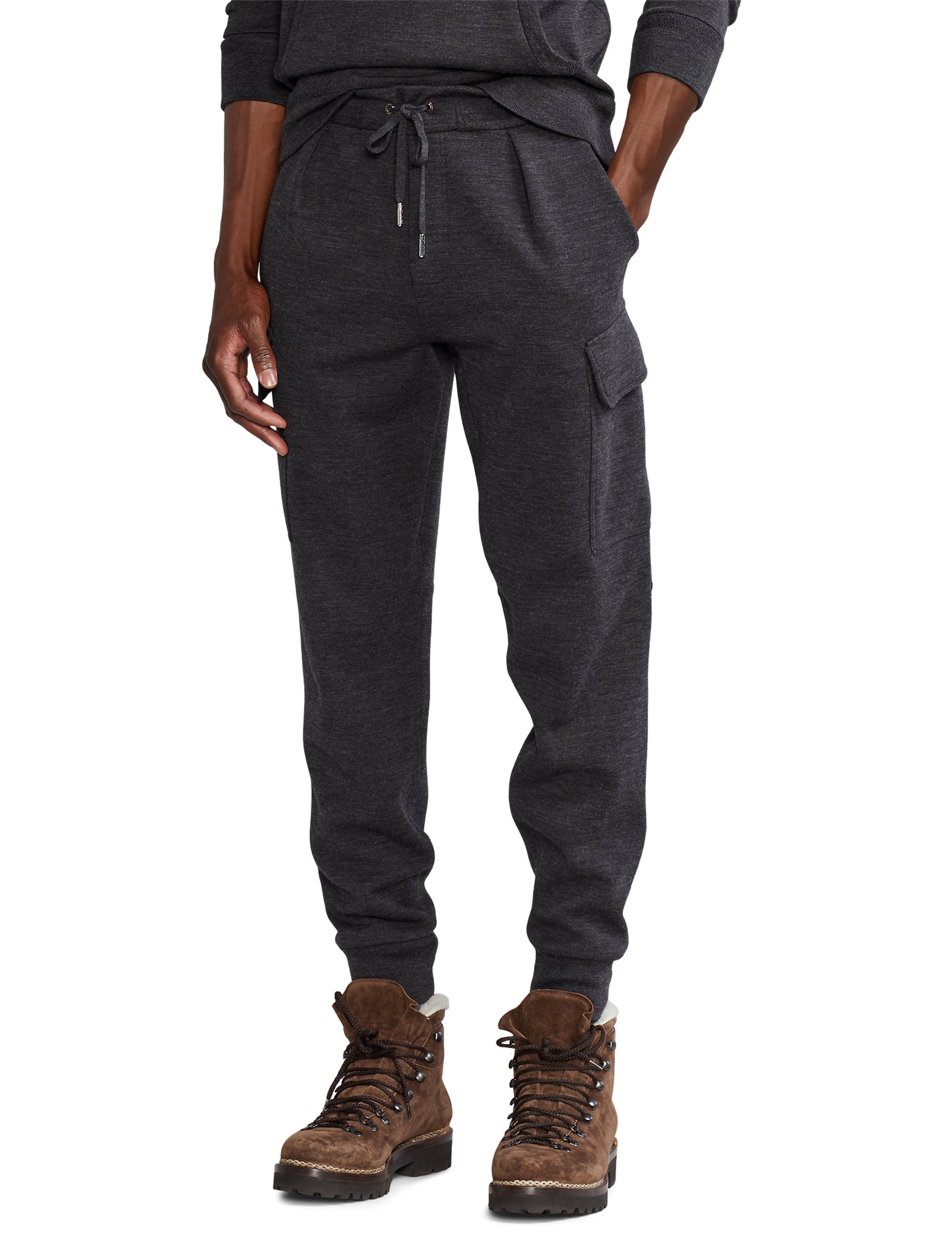 Pantalon de jogging cargo en laine - Charcoal Melange