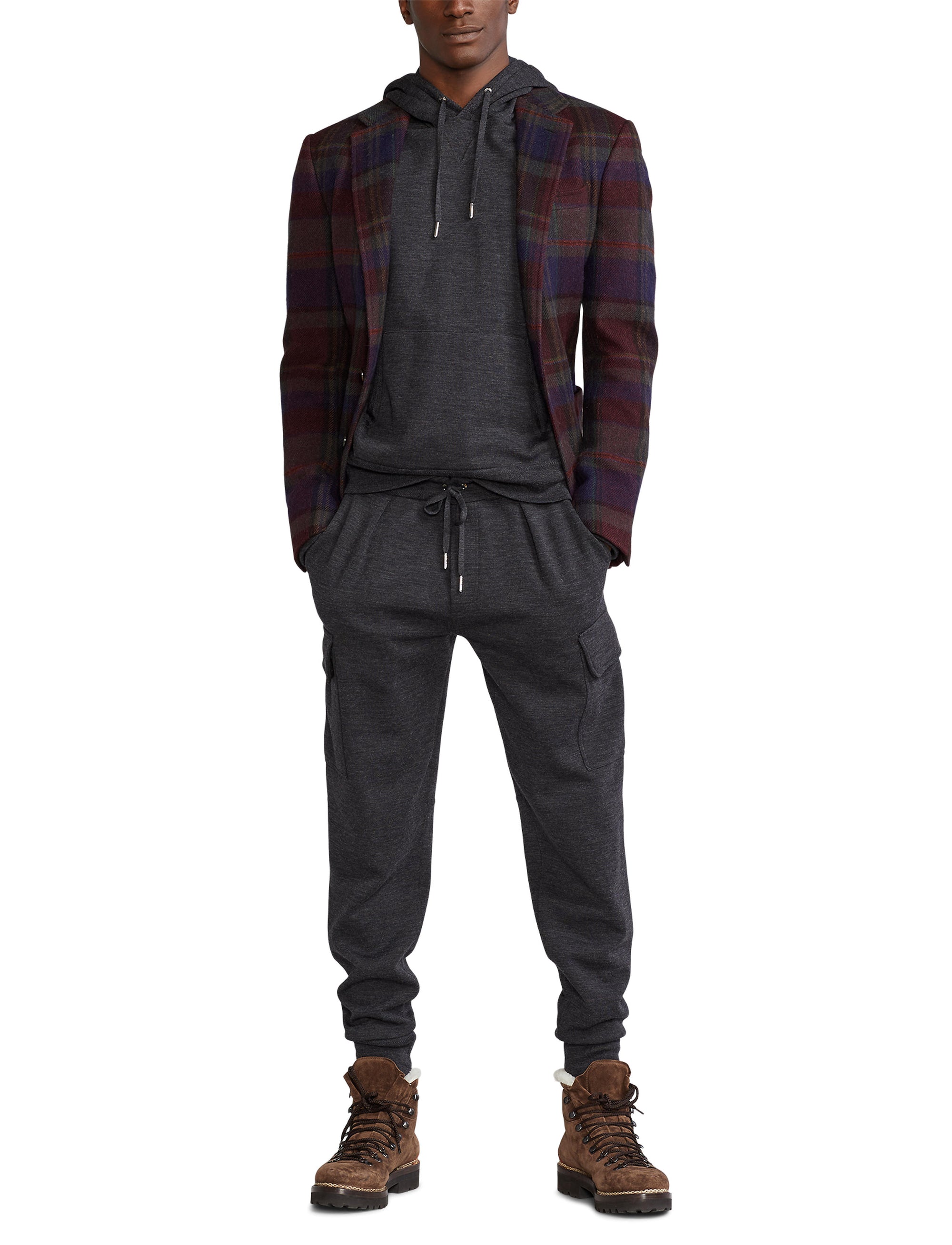 Pantalon de jogging cargo en laine - Charcoal Melange