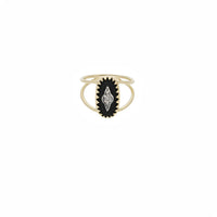 Bague en or jaune et argent sertie de diamant - Noir Diamant