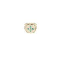 Bague trèfle en or jaune - Turquoise & Résine