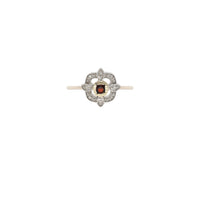 Bague en or jaune et argent sertie de diamant - Grenat & Diamant