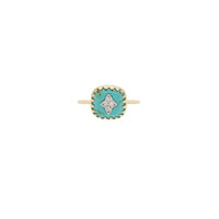 Bague losange en or jaune et or blanc avec diamant - Turquoise Stabilisée & Diamant