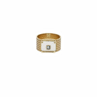 Yellow gold pavé ring - Aquamarine & London blue topaz