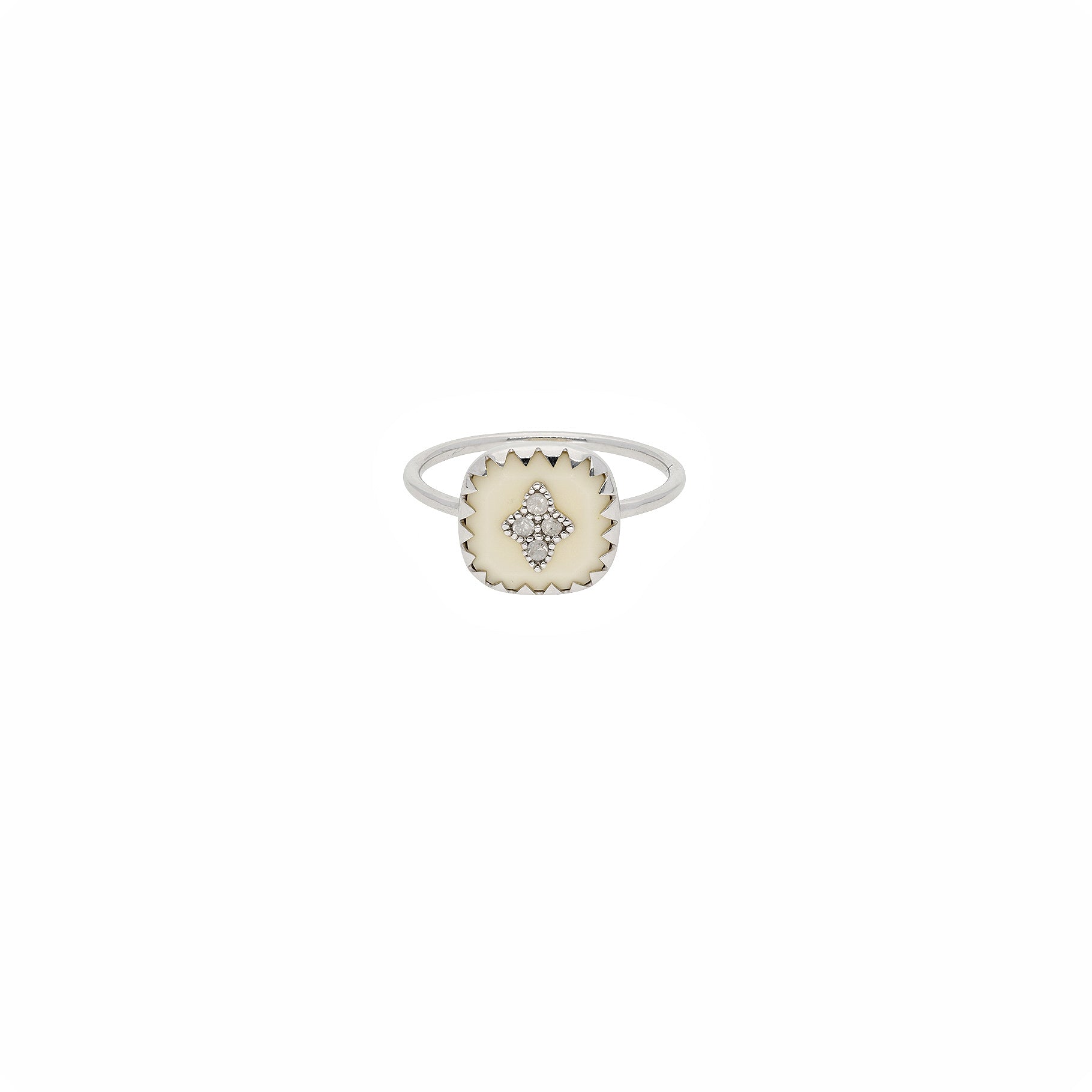 Bague en or blanc avec diamant - Diamant & Résine