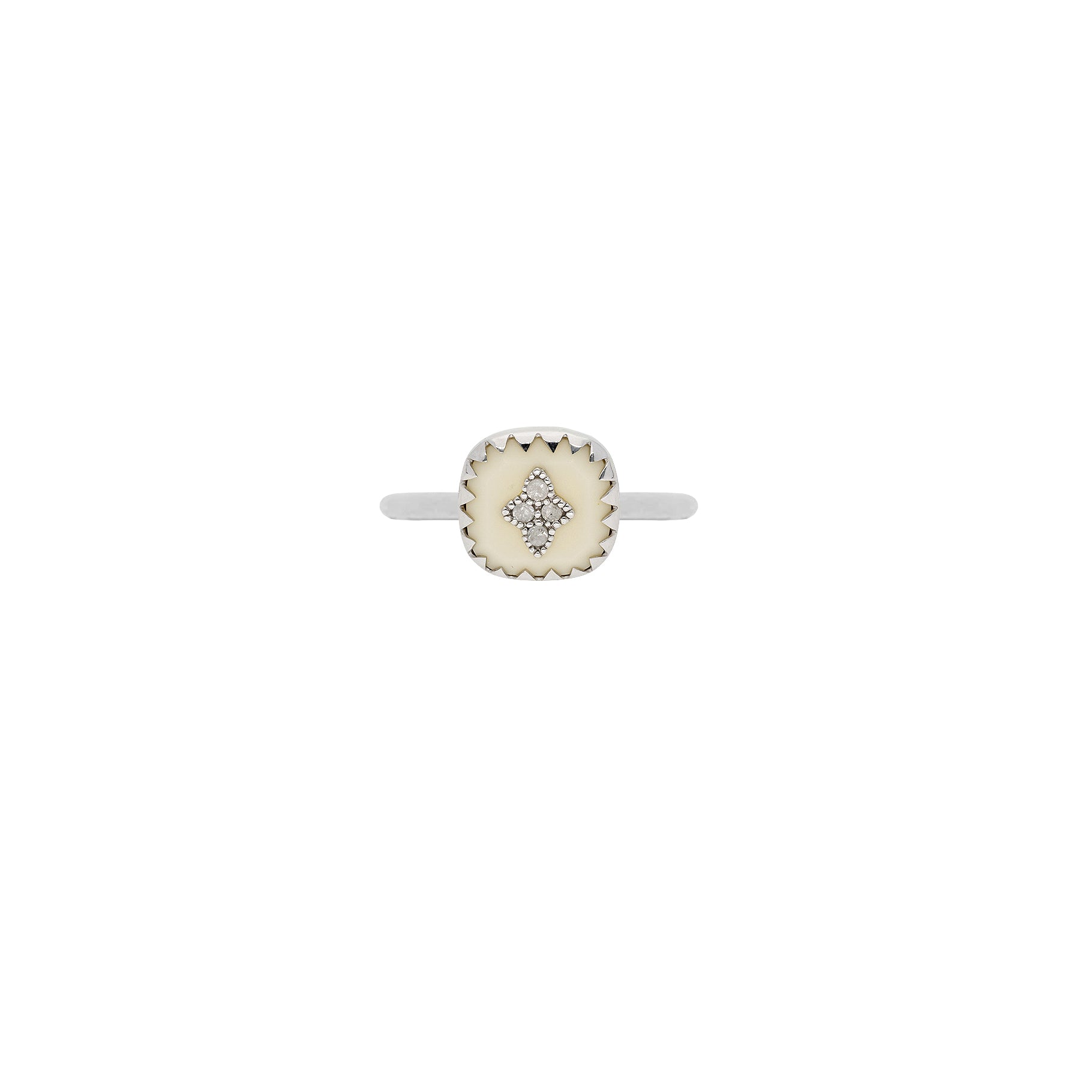Bague en or blanc avec diamant - Diamant & Résine