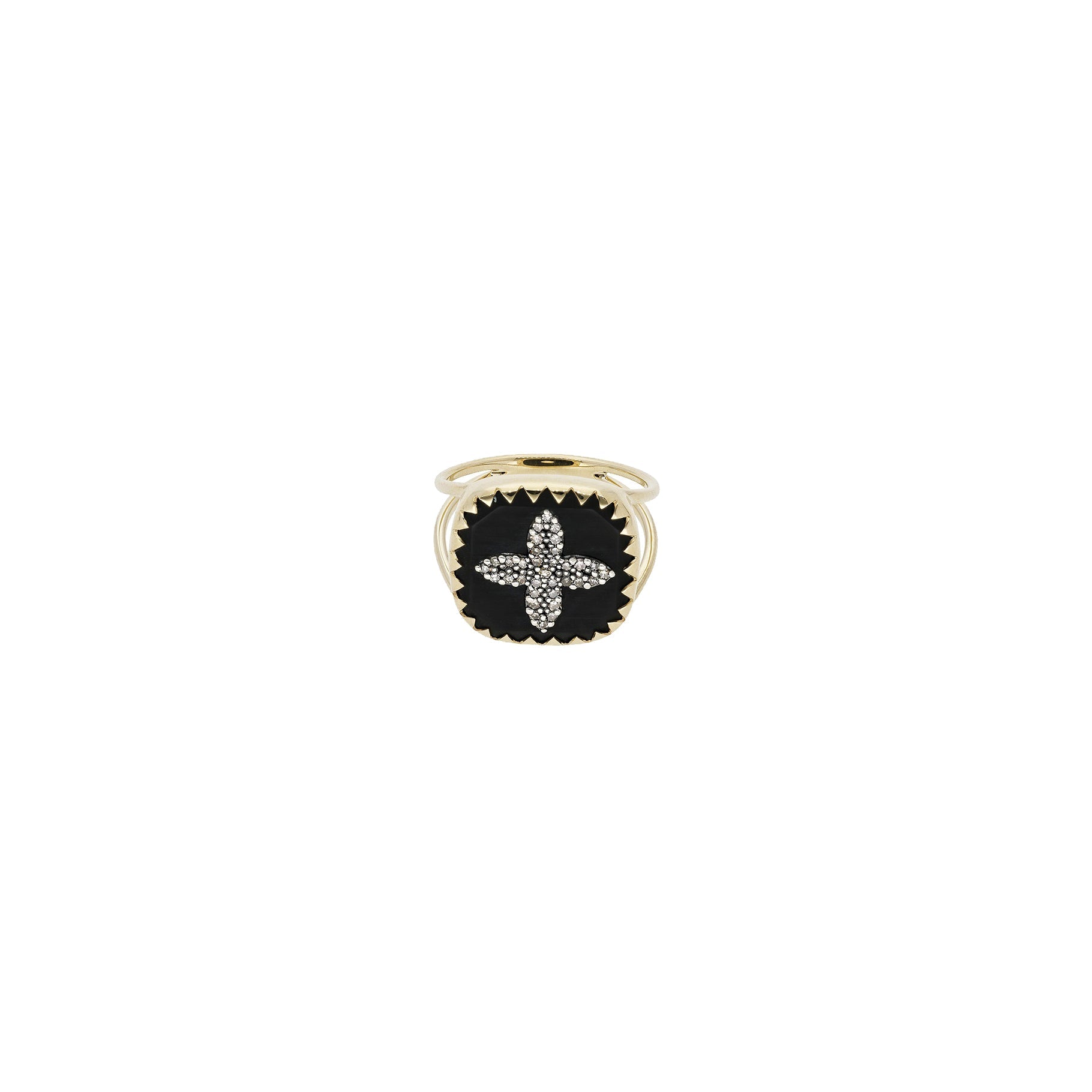 Bague en or jaune et argent sertie de diamant - Noir Diamant