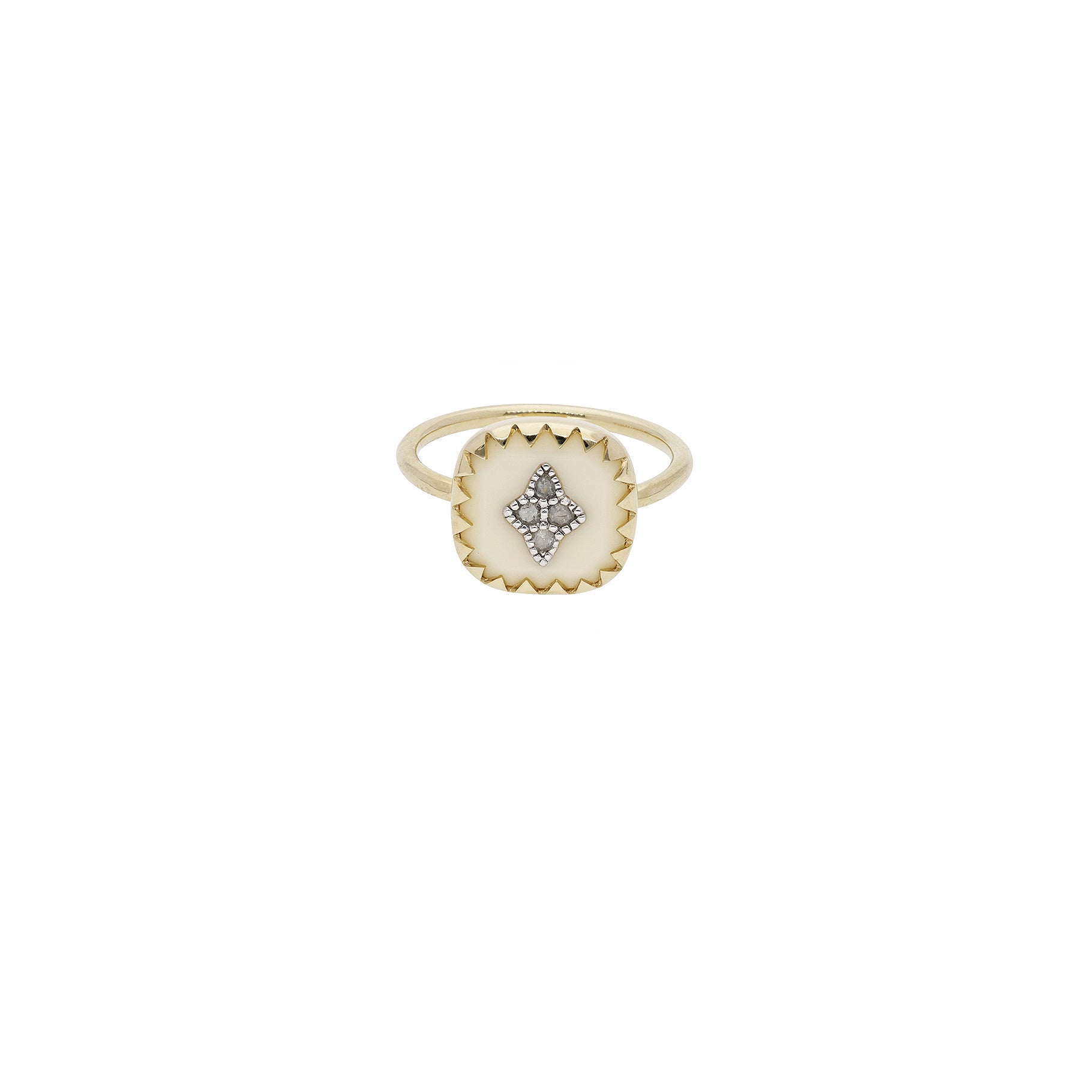 Bague losange en or jaune et or blanc avec diamant - Diamant & Résine