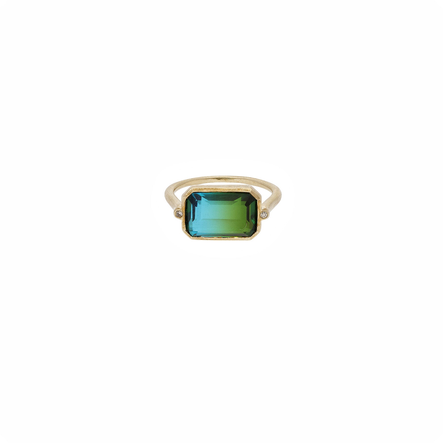 Bague octogonale en or jaune avec diamant - Cristal & Diamant