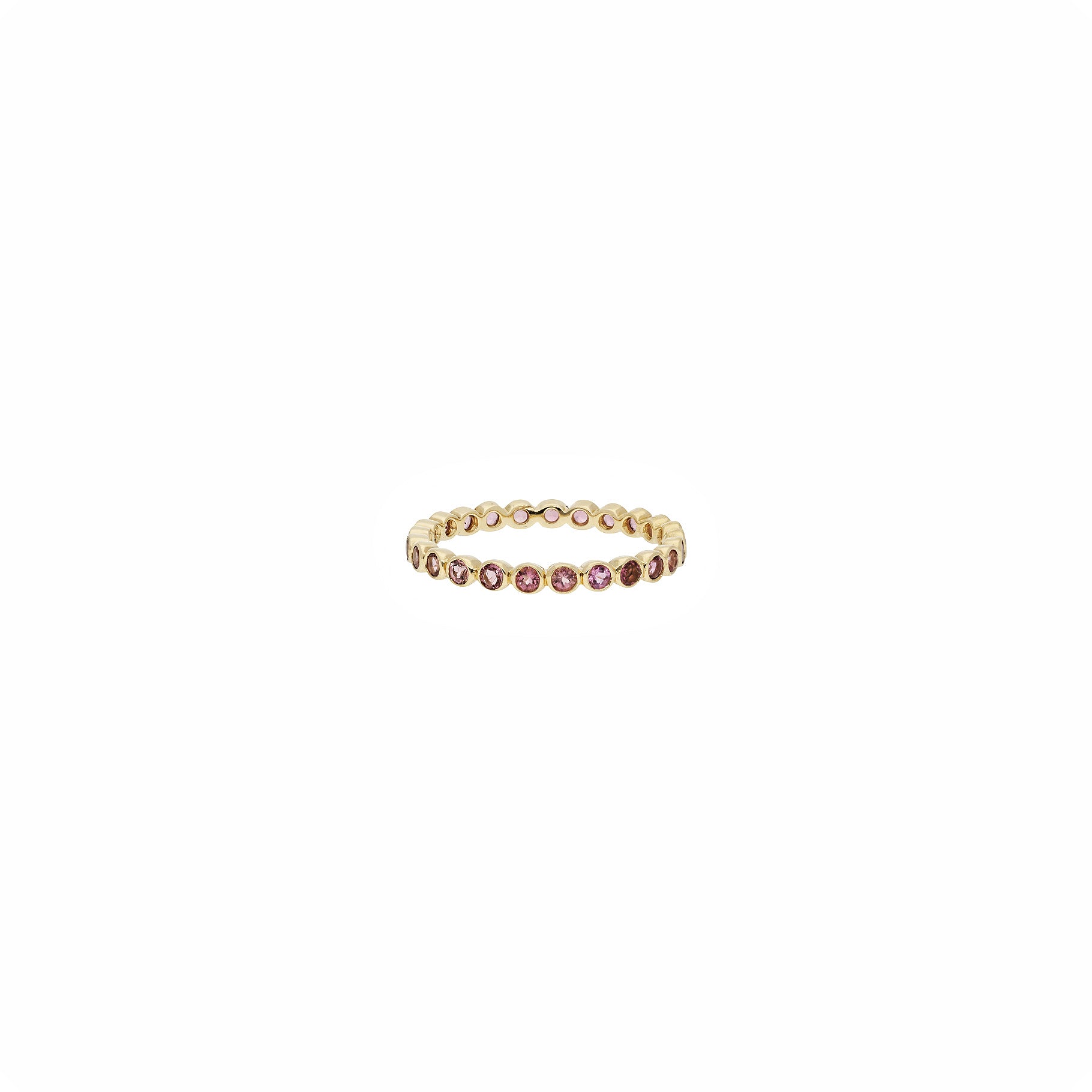 Bague sertie en or jaune - Saphir rose