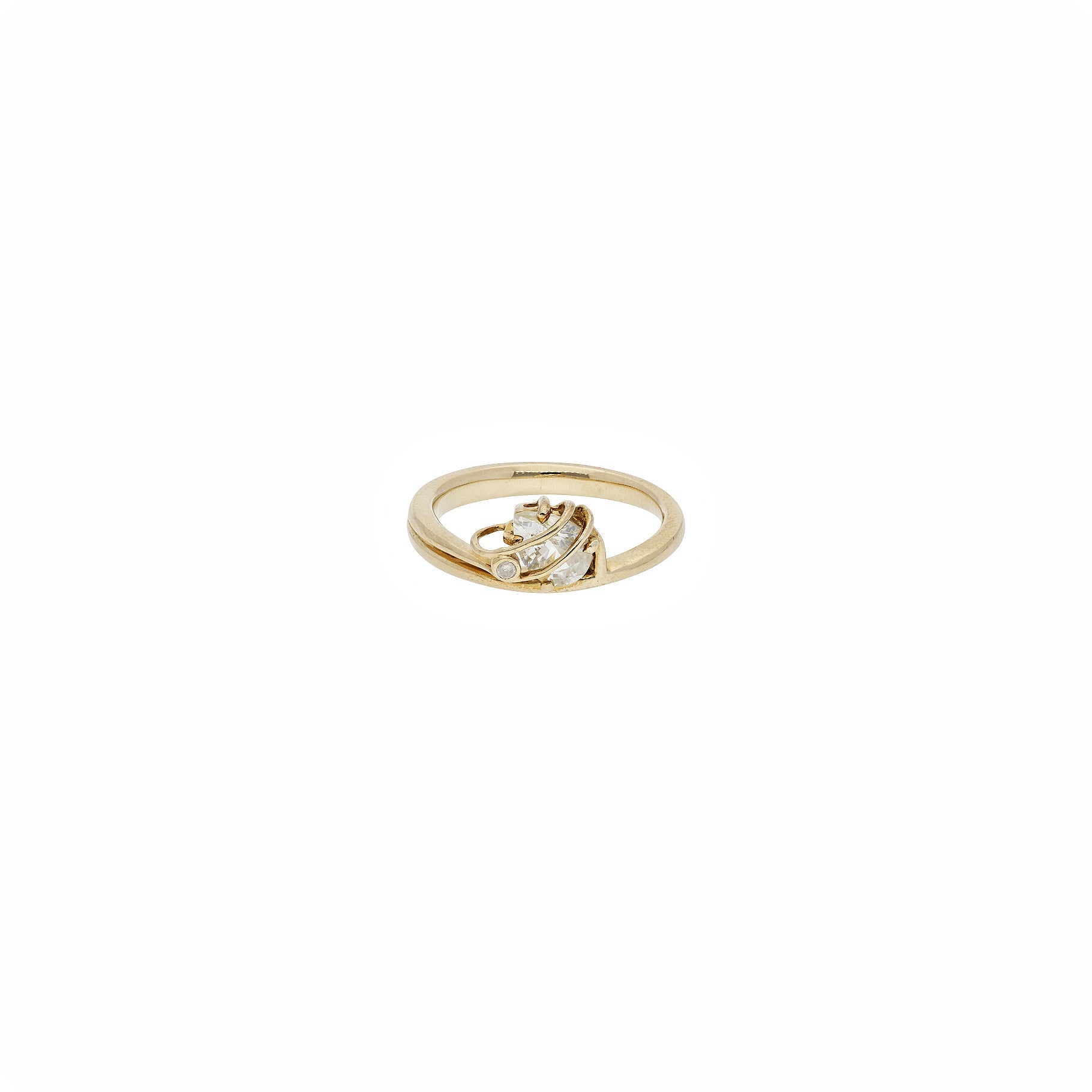 Yellow Gold Diamond Ring - White Sapphire & Diamond
