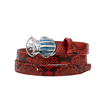 Ceinture mini Scarabée en python - Rubis & Argent Turquoise