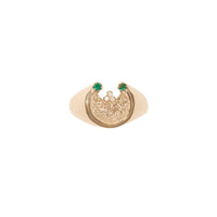 Mira Chevalière in yellow gold set with diamonds - Emerald