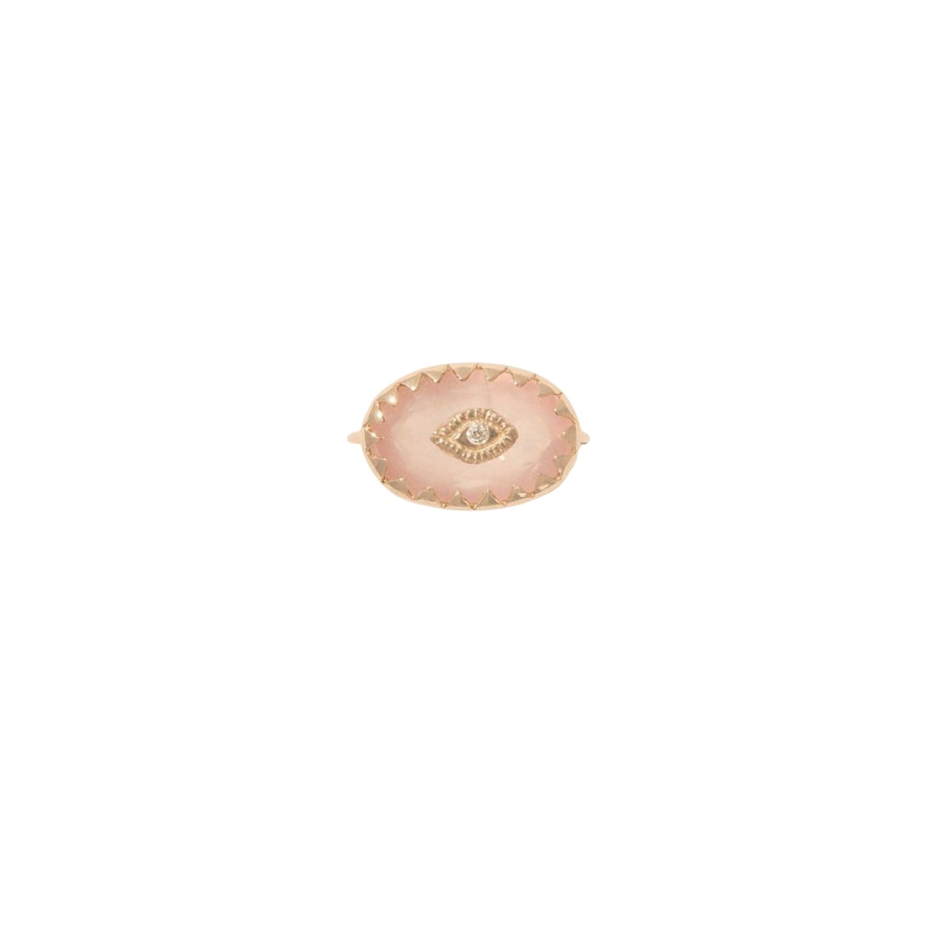 Bague Souad en or jaune avec diamant - Quartz Rose