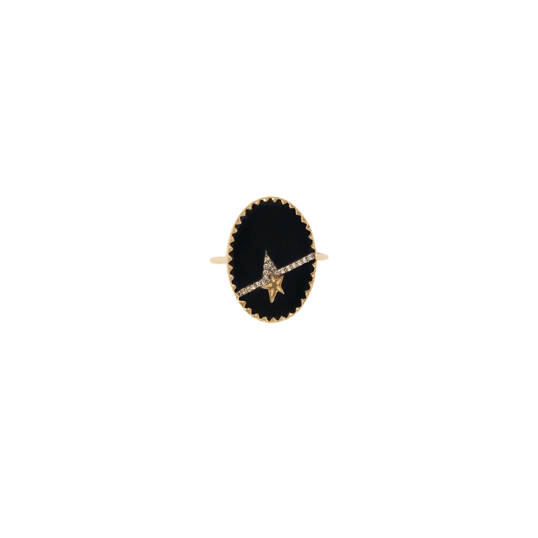 Bague Varda N°3 en or jaune et argent avec diamant - Noir Diamant