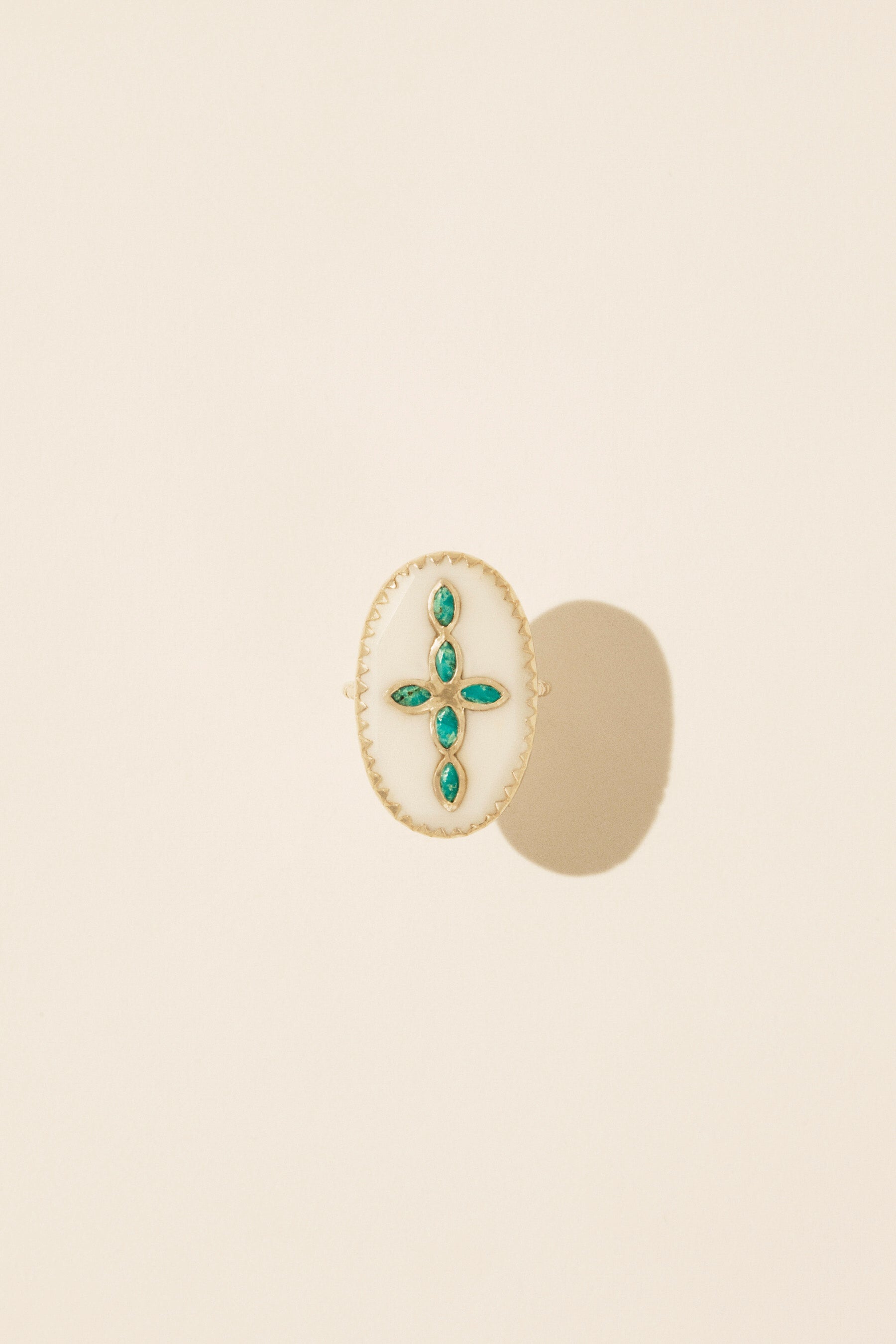Bague Bowie n°3 en or rose - Turquoise