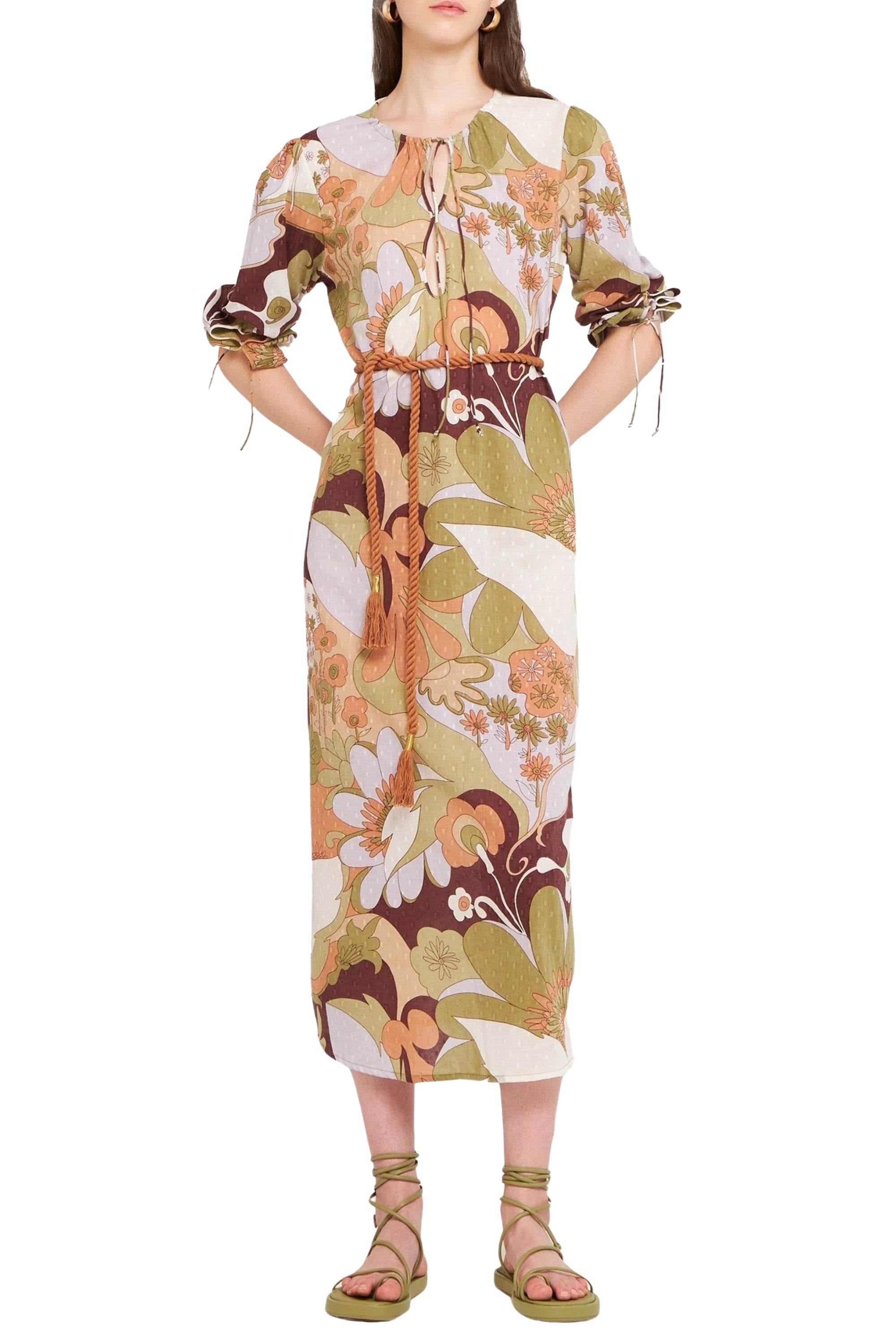 Robe longue plumetis Bahia - Kaki