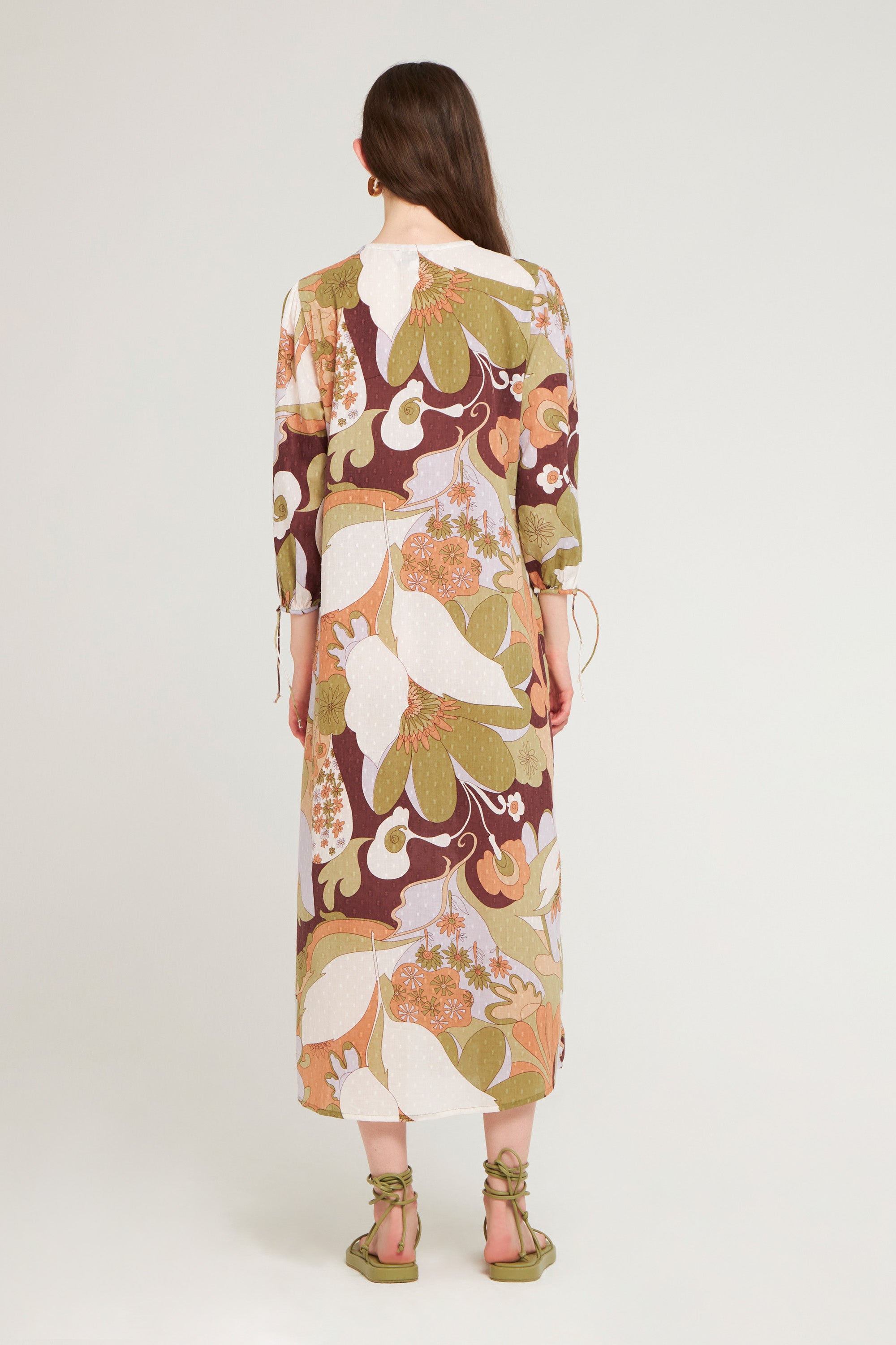 Robe longue plumetis Bahia - Kaki