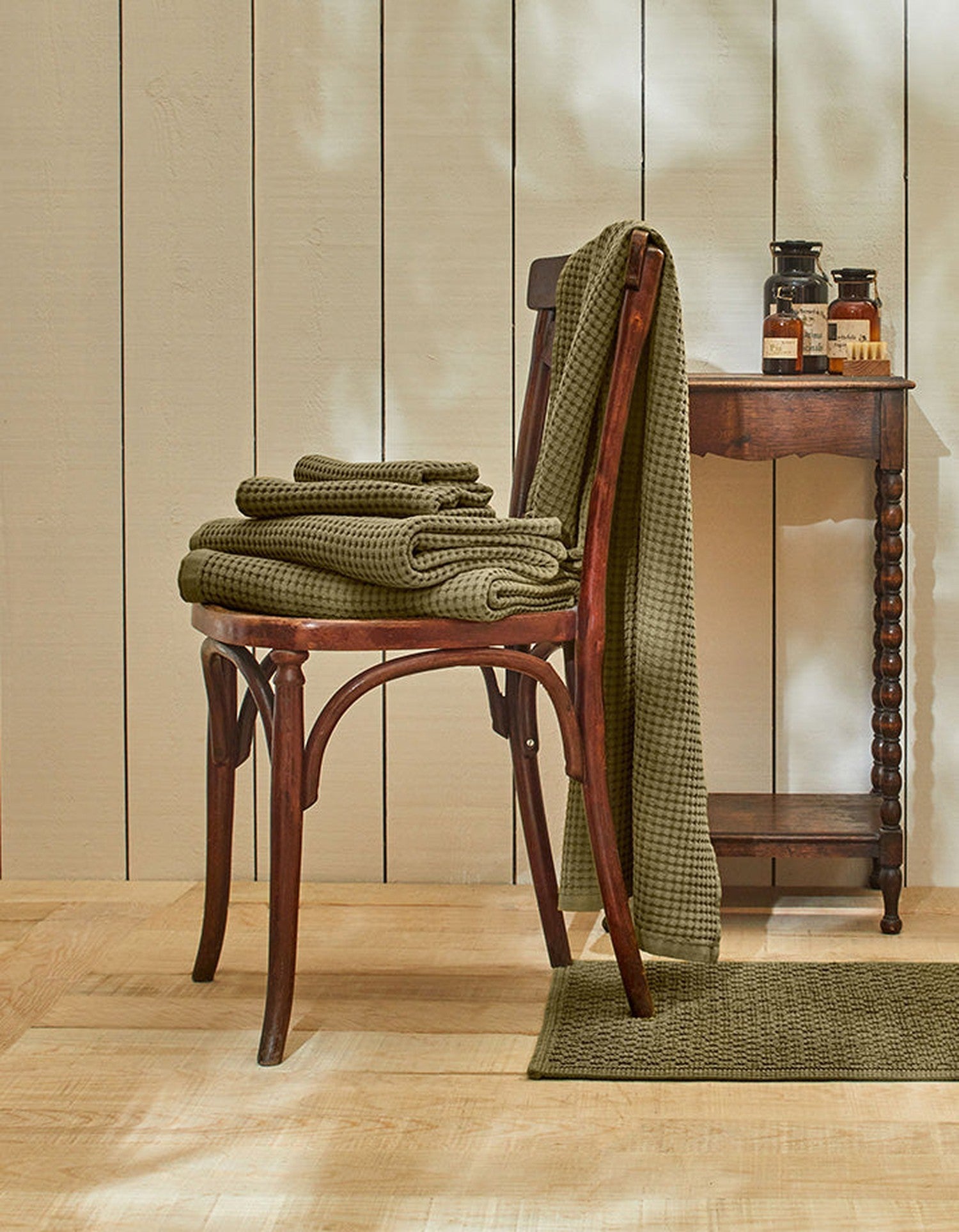 Drap de bain en coton nid d'abeille - Mousse