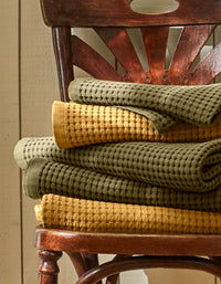Serviette de toilette en coton nid d'abeille - Ocre