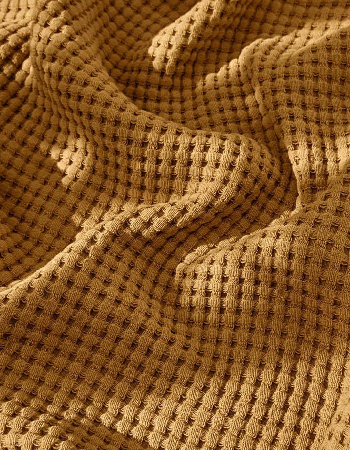 Serviette de toilette en coton nid d'abeille - Ocre