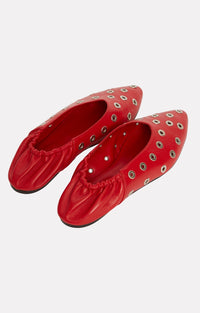 Ballerines Charlotte en cuir - Rouge