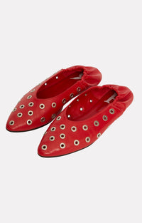 Ballerines Charlotte en cuir - Rouge