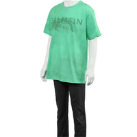 T-shirt en coton éco-responsable imprimé logo Balmain paris désert - Vert d'Eau & Vert Émeraude