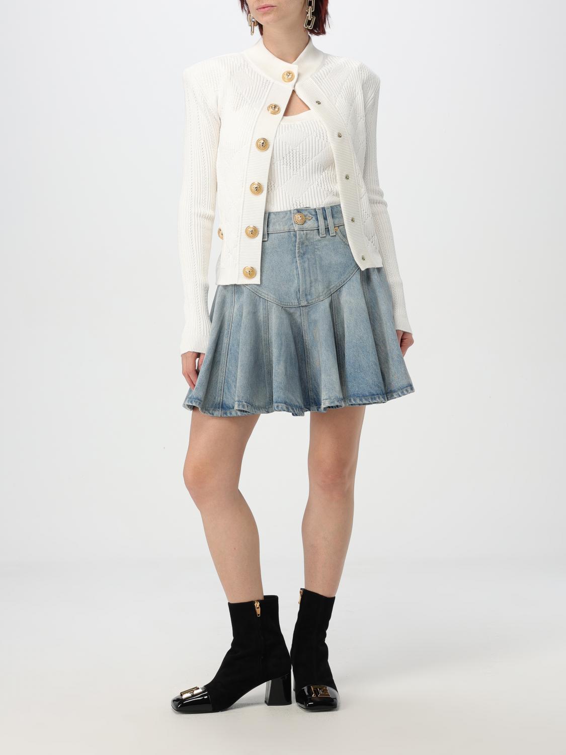 Cardigan en maille ajourée vichy - Blanc