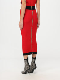 Knit midi skirt - Bright Red & Black