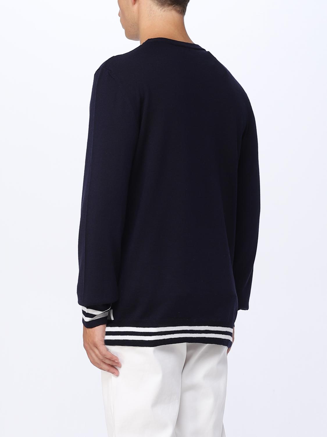 Maxi monogram wool sweater - White & Dark Navy Blue