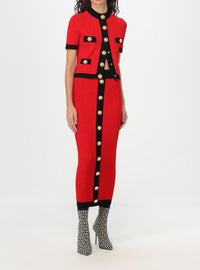 Knit midi skirt - Bright Red & Black