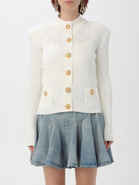 Cardigan en maille ajourée vichy - Blanc