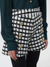 High-waisted wool shorts - Ivory & Black