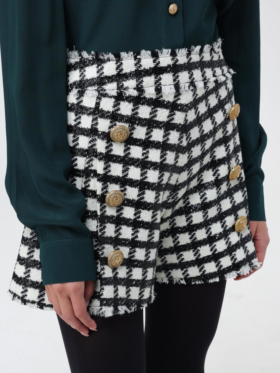 High-waisted wool shorts - Ivory & Black