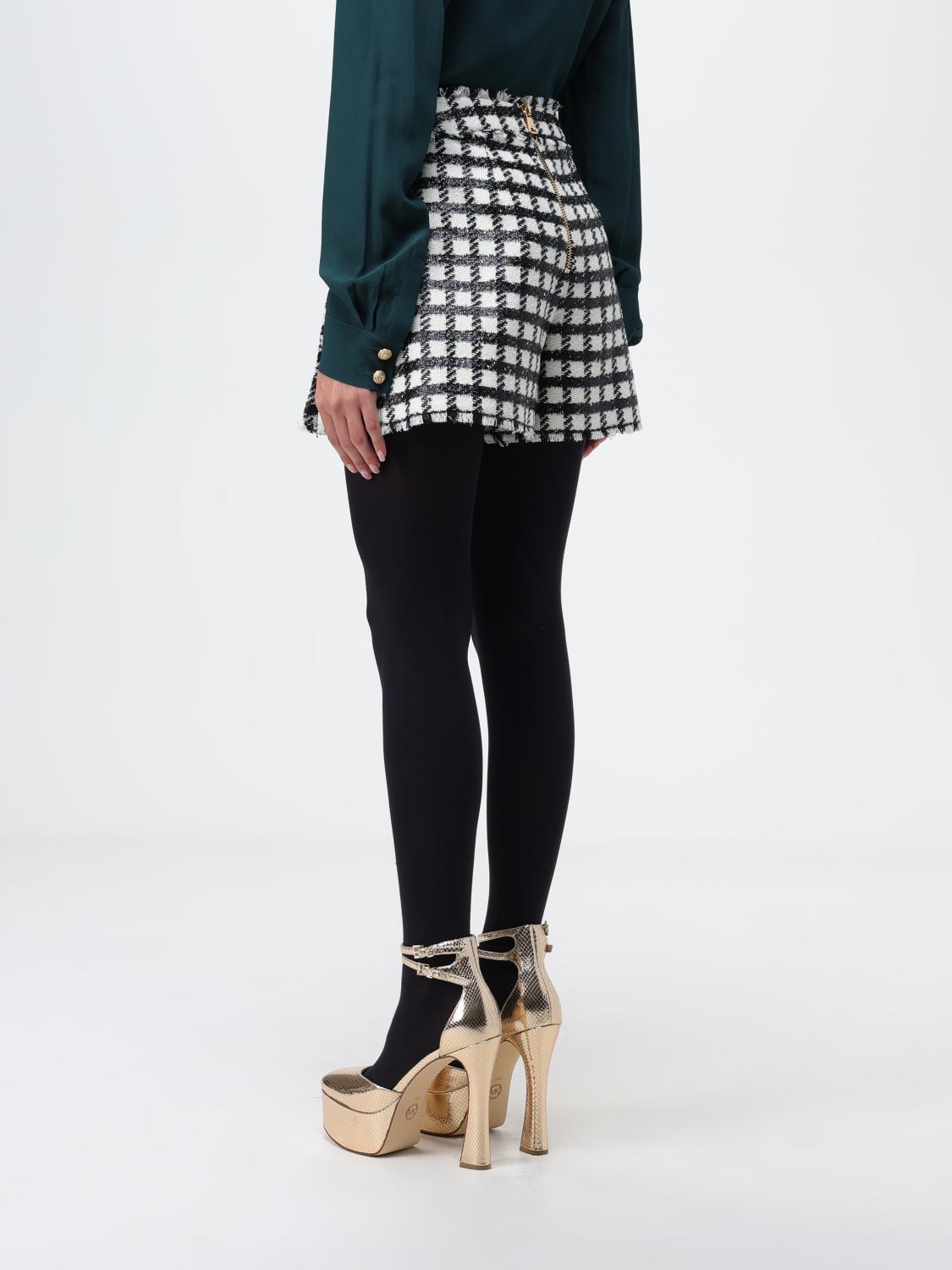 High-waisted wool shorts - Ivory & Black