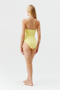 Barbuda Bandeau One-Piece Swimsuit - Yellow Ridges
