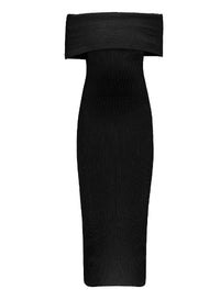 BLACK // black off-shoulder knit dress