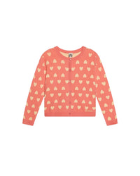 Cardigan Lilet en coton - Jacquard Coeur Rose