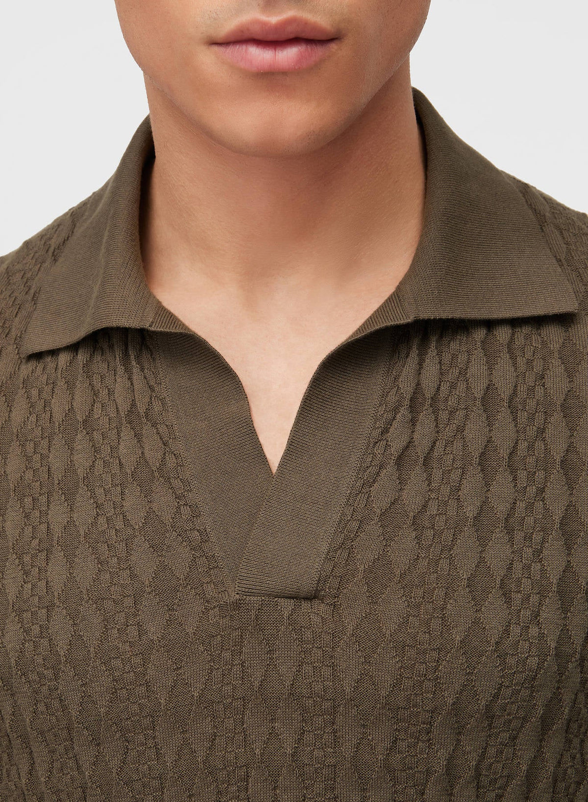 MILITARY GREEN MICRO ARGYLE POLO