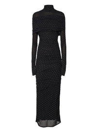 BLACK // black embellished ruched dress
