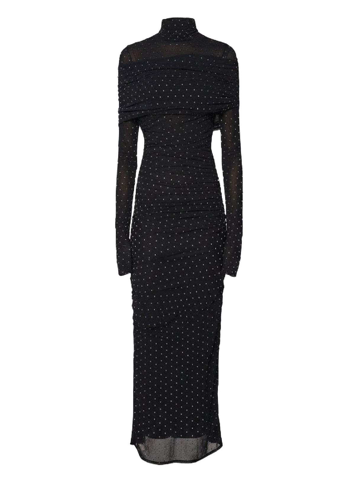 BLACK // black embellished ruched dress