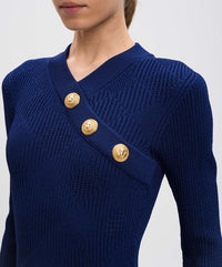 Robe courte 3 boutons vichy - Bleu Nuit