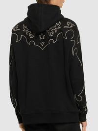 Sweatshirt baroque en jersey et suédine - Noir & Noir