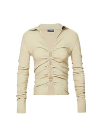 Chemise Soffio fendue en soie mélangée - Beige