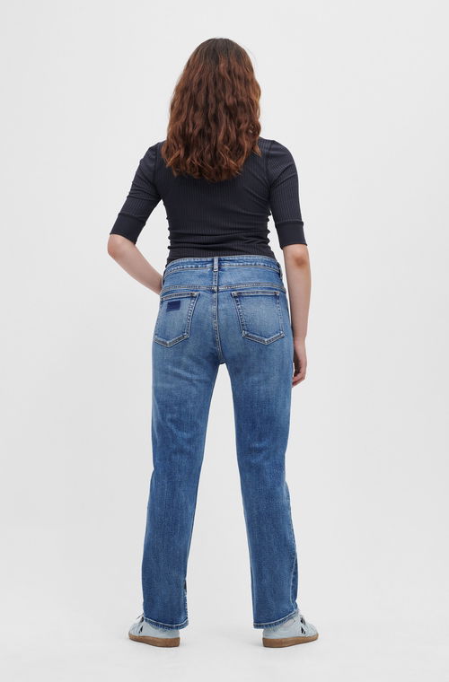 Pantalon croppé Cutye en denim - Mid Blue Vintage