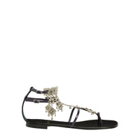 Sandales plates Amira en cuir - Violet