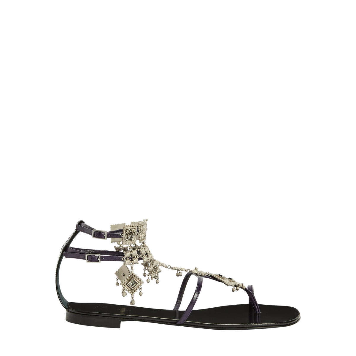 Sandales plates Amira en cuir - Violet